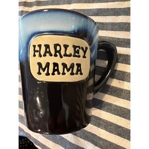 Harley Mama Ganz Ceramic Coffee Mug Blue Drip Glaze Biker Motorcycle Gift